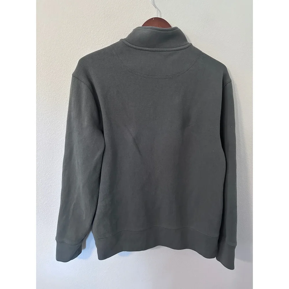 Banana Republic Quarter Zip Pullover M Green Excellent Cotton Blend Mock Neck